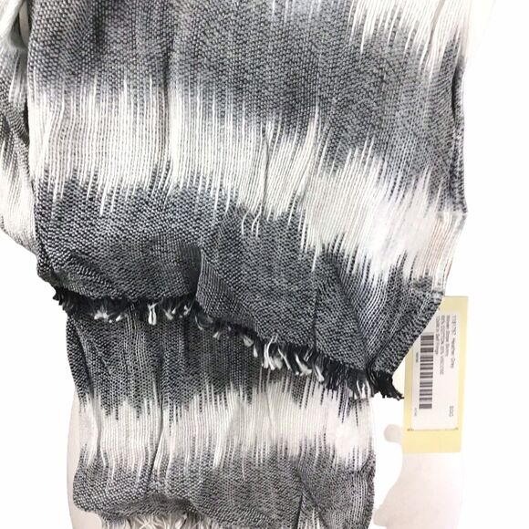 Collection 18 Women’s Heather Grey White Woven Stripe Rectangle Scarf 12x96 - Picture 12 of 16